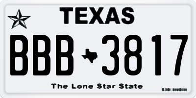 TX license plate BBB3817