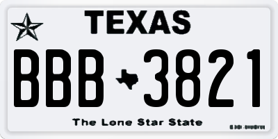 TX license plate BBB3821