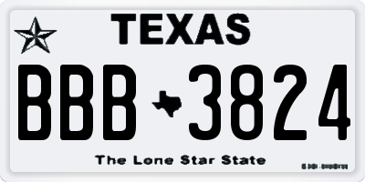TX license plate BBB3824