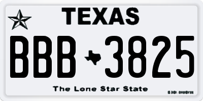 TX license plate BBB3825