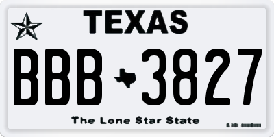 TX license plate BBB3827