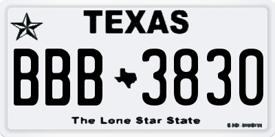 TX license plate BBB3830