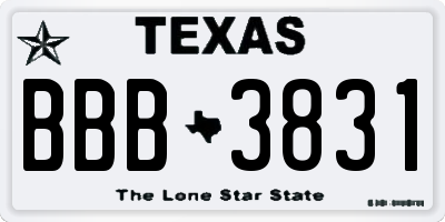 TX license plate BBB3831