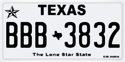 TX license plate BBB3832