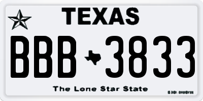 TX license plate BBB3833