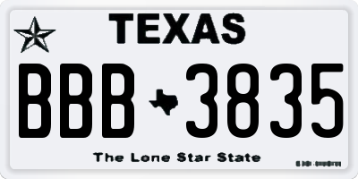 TX license plate BBB3835