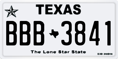 TX license plate BBB3841