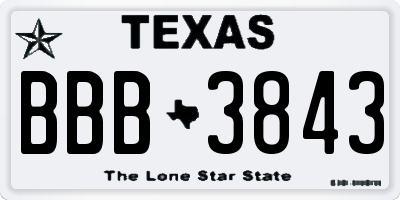 TX license plate BBB3843