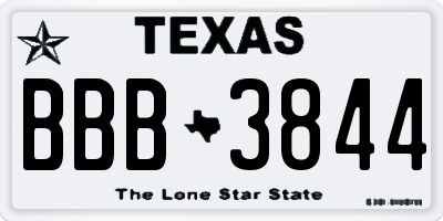 TX license plate BBB3844