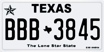 TX license plate BBB3845