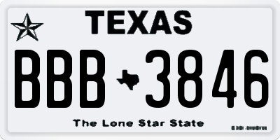 TX license plate BBB3846