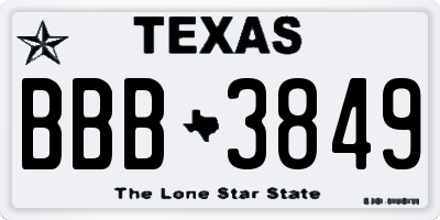 TX license plate BBB3849