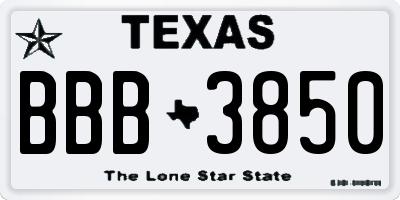 TX license plate BBB3850