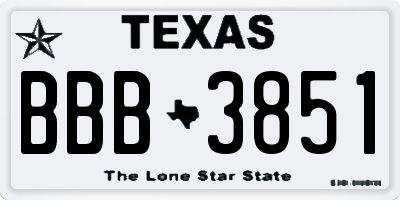 TX license plate BBB3851