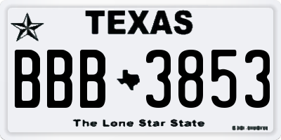 TX license plate BBB3853