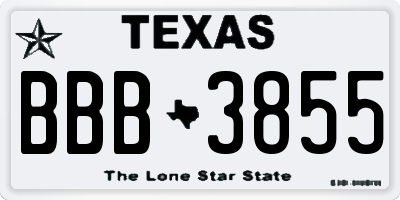 TX license plate BBB3855