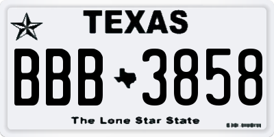 TX license plate BBB3858