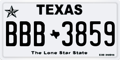 TX license plate BBB3859