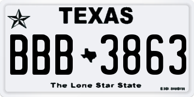 TX license plate BBB3863