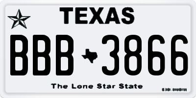 TX license plate BBB3866