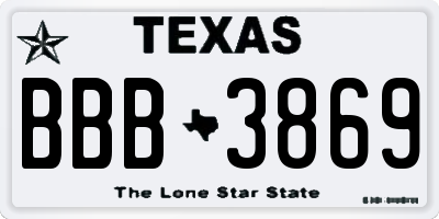 TX license plate BBB3869