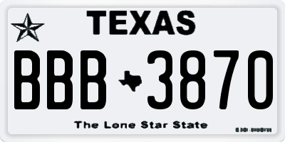 TX license plate BBB3870