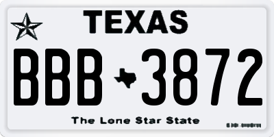 TX license plate BBB3872