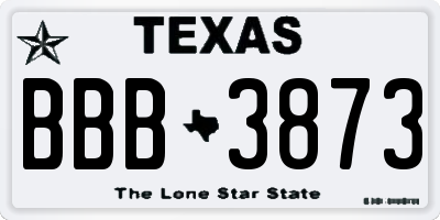 TX license plate BBB3873