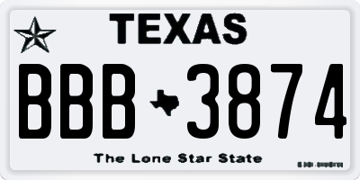 TX license plate BBB3874