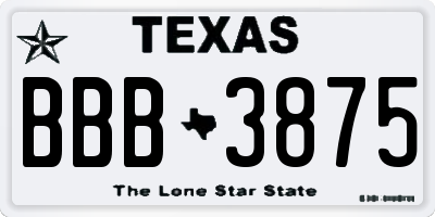 TX license plate BBB3875