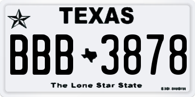 TX license plate BBB3878