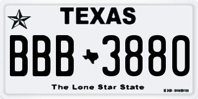 TX license plate BBB3880