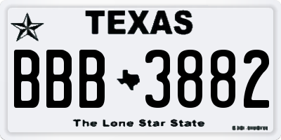 TX license plate BBB3882