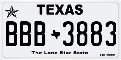 TX license plate BBB3883