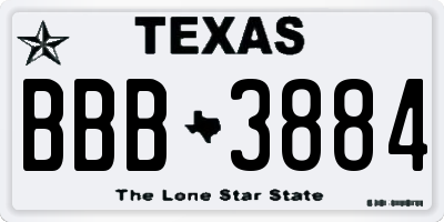 TX license plate BBB3884