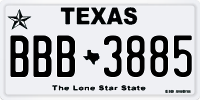 TX license plate BBB3885