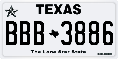 TX license plate BBB3886