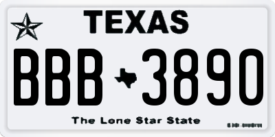 TX license plate BBB3890