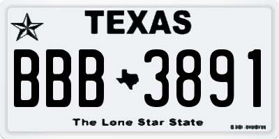TX license plate BBB3891