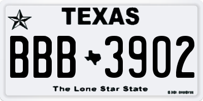 TX license plate BBB3902