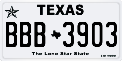 TX license plate BBB3903