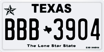 TX license plate BBB3904