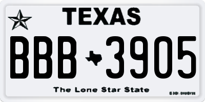 TX license plate BBB3905