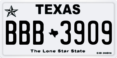 TX license plate BBB3909