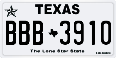 TX license plate BBB3910