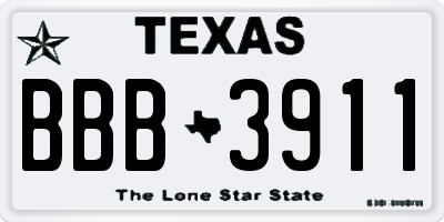 TX license plate BBB3911