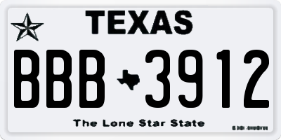 TX license plate BBB3912