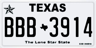 TX license plate BBB3914