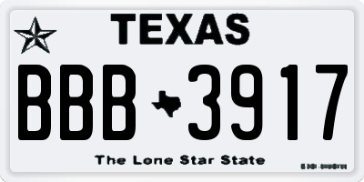 TX license plate BBB3917