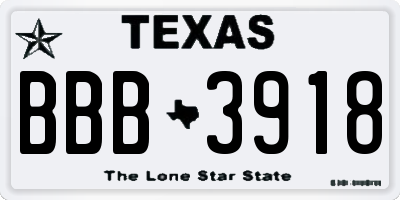 TX license plate BBB3918